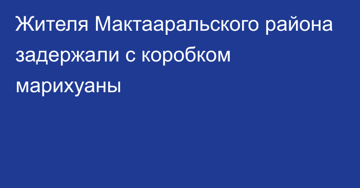 Жителя Мактааральского района задержали с коробком марихуаны