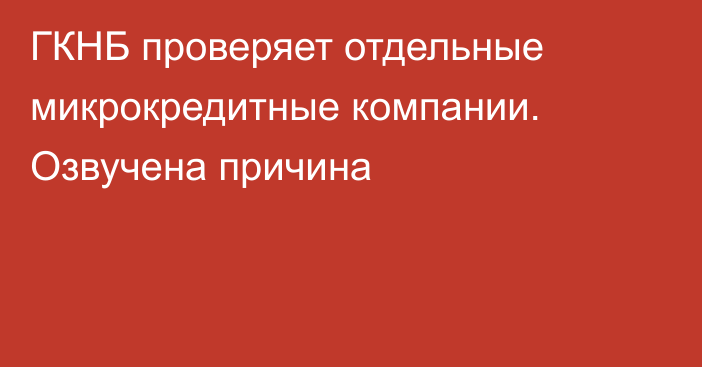 ГКНБ проверяет отдельные микрокредитные компании. Озвучена причина