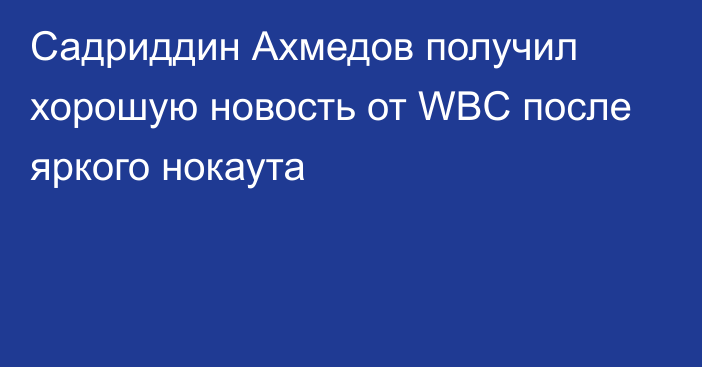 Садриддин Ахмедов получил хорошую новость от WBC после яркого нокаута