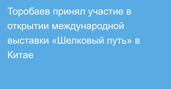 Торобаев принял участие в открытии международной выставки «Шелковый путь» в Китае