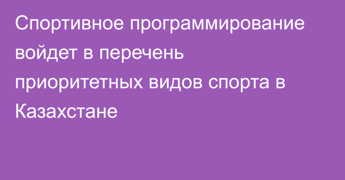 Спортивное программирование войдет в перечень приоритетных видов спорта в Казахстане