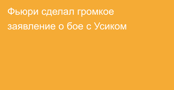 Фьюри сделал громкое заявление о бое с Усиком