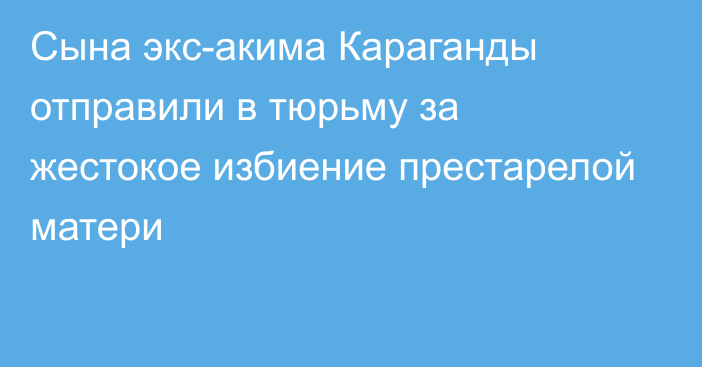 Сына экс-акима Караганды отправили в тюрьму за жестокое избиение престарелой матери