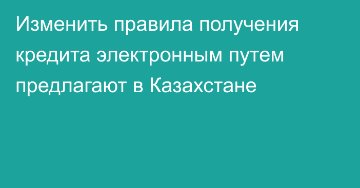 Изменить правила получения кредита электронным путем предлагают в Казахстане