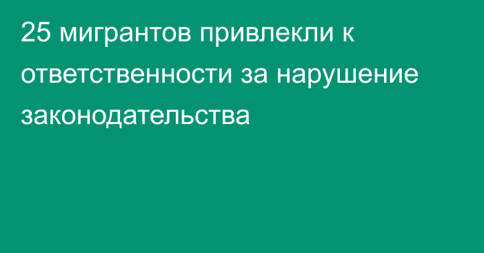 25 мигрантов привлекли к ответственности за нарушение законодательства