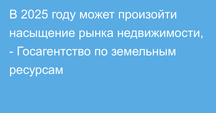 В 2025 году может произойти насыщение рынка недвижимости, - Госагентство по земельным ресурсам