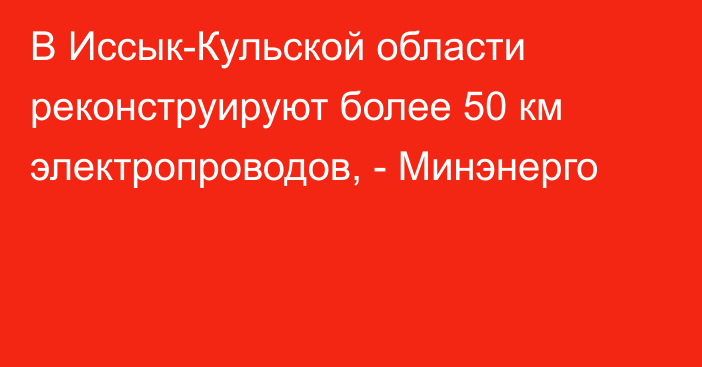 В Иссык-Кульской области реконструируют более 50 км электропроводов, - Минэнерго