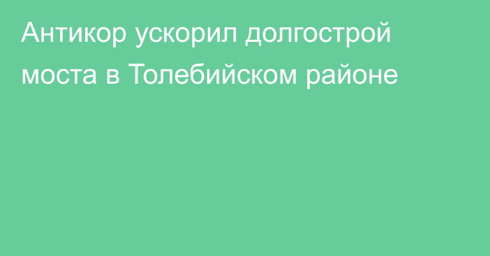 Антикор ускорил долгострой моста в Толебийском районе