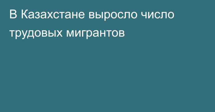 В Казахстане выросло число трудовых мигрантов