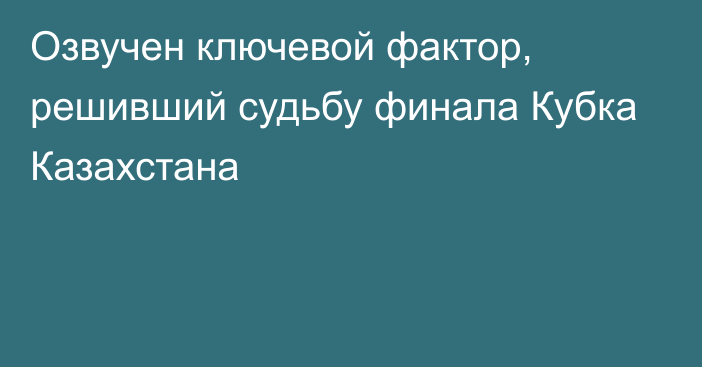 Озвучен ключевой фактор, решивший судьбу финала Кубка Казахстана