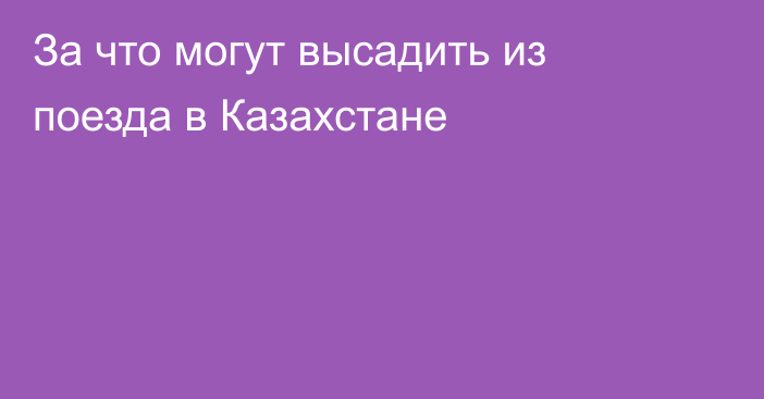 За что могут высадить из поезда в Казахстане