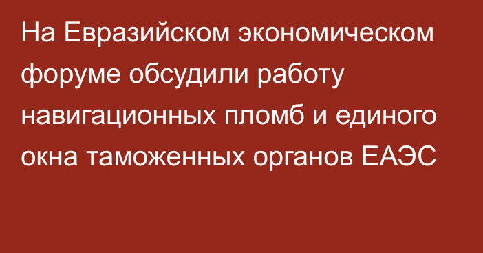 На Евразийском экономическом форуме обсудили работу навигационных пломб и единого окна таможенных органов ЕАЭС