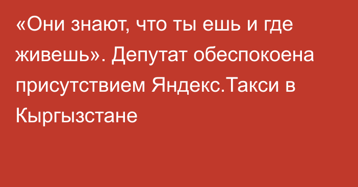 «Они знают, что ты ешь и где живешь». Депутат обеспокоена присутствием Яндекс.Такси в Кыргызстане