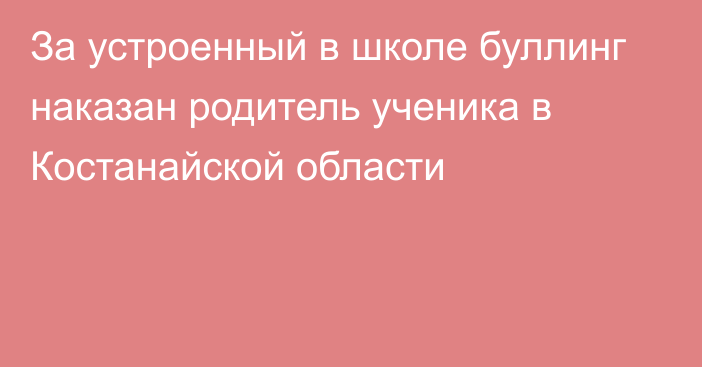 За устроенный в школе буллинг наказан родитель ученика в Костанайской области