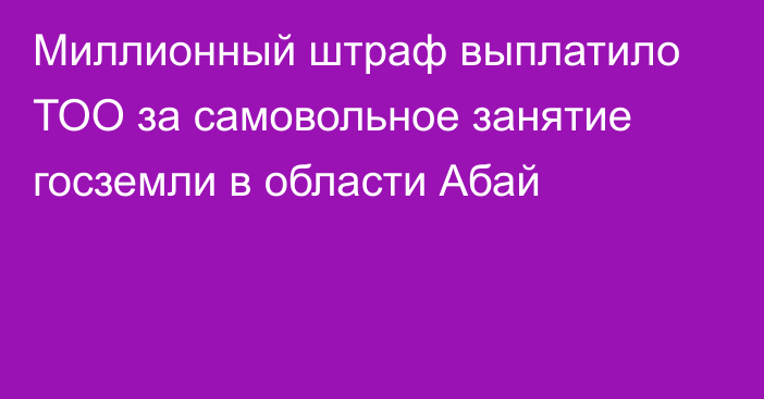 Миллионный штраф выплатило ТОО за самовольное занятие госземли в области Абай