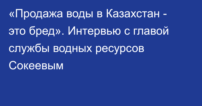 «Продажа воды в Казахстан - это бред». Интервью с главой службы водных ресурсов Сокеевым