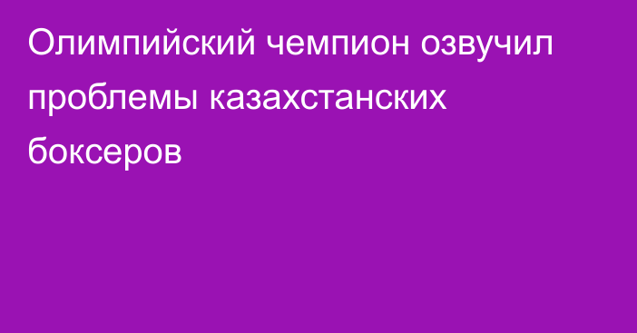 Олимпийский чемпион озвучил проблемы казахстанских боксеров