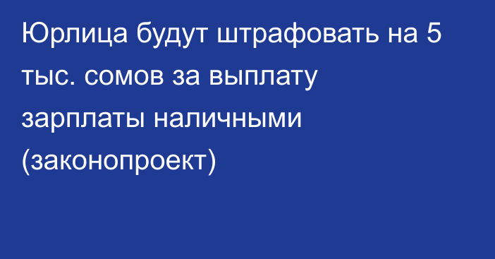 Юрлица будут штрафовать на 5 тыс. сомов за выплату зарплаты наличными (законопроект)