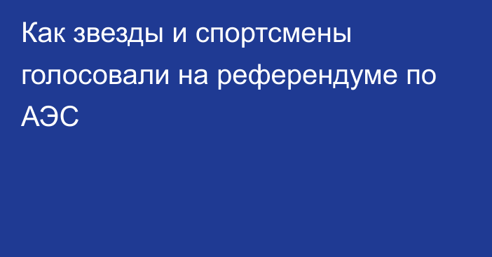 Как звезды и спортсмены голосовали на референдуме по АЭС