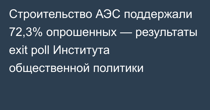 Строительство АЭС поддержали 72,3% опрошенных — результаты exit poll Института общественной политики