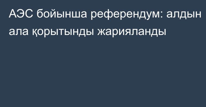 АЭС бойынша референдум: алдын ала қорытынды жарияланды