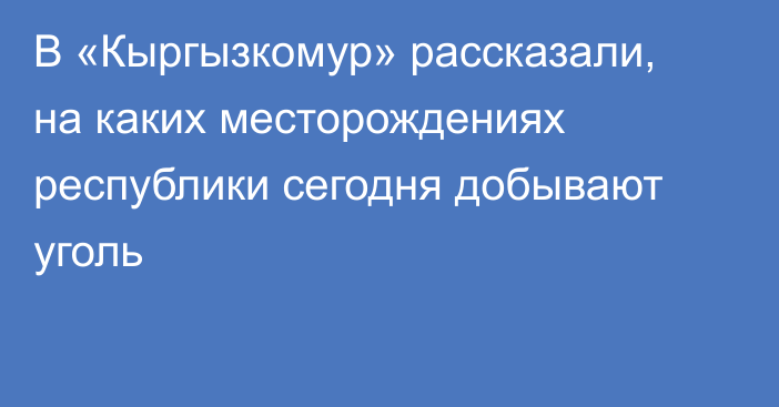 В «Кыргызкомур» рассказали, на каких месторождениях республики сегодня добывают уголь 