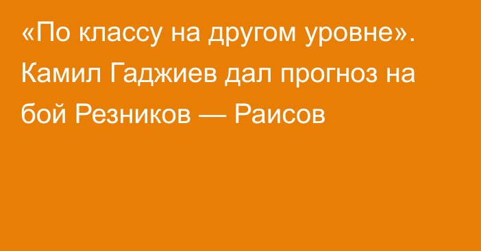 «По классу на другом уровне». Камил Гаджиев дал прогноз на бой Резников — Раисов