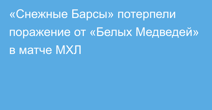 «Снежные Барсы» потерпели поражение от «Белых Медведей» в матче МХЛ