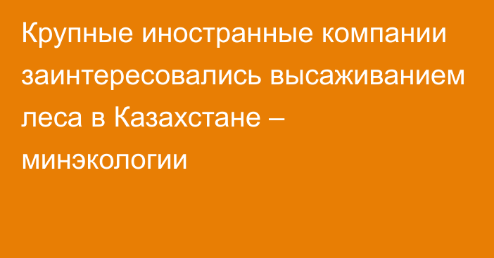 Крупные иностранные компании заинтересовались высаживанием леса в Казахстане – минэкологии