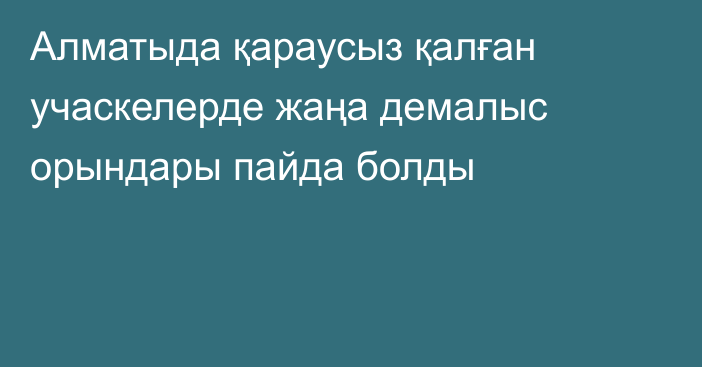 Алматыда қараусыз қалған учаскелерде жаңа демалыс орындары пайда болды