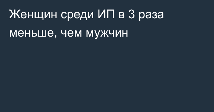 Женщин среди ИП в 3 раза меньше, чем мужчин