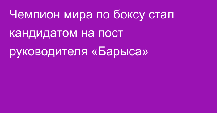 Чемпион мира по боксу стал кандидатом на пост руководителя «Барыса»