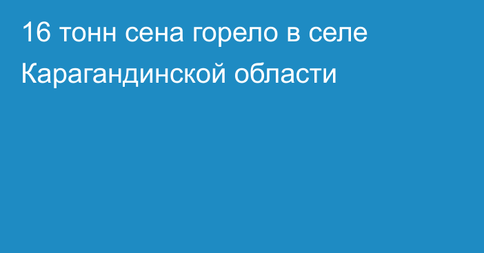 16 тонн сена горело в селе Карагандинской области