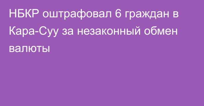 НБКР оштрафовал 6 граждан в Кара-Суу за незаконный обмен валюты