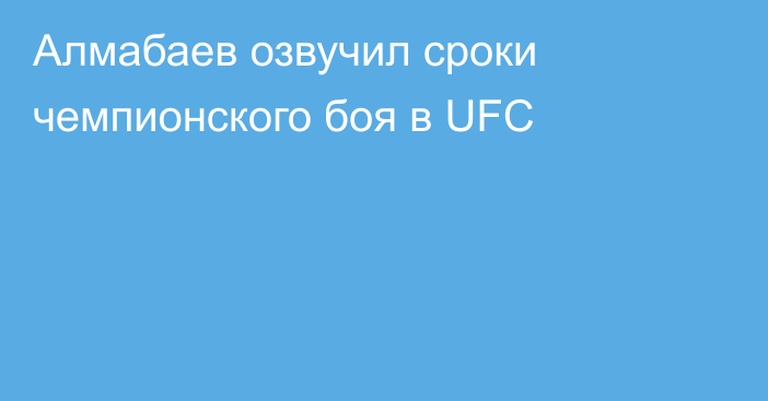 Алмабаев озвучил сроки чемпионского боя в UFC