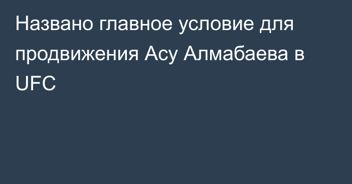 Названо главное условие для продвижения Асу Алмабаева в UFC