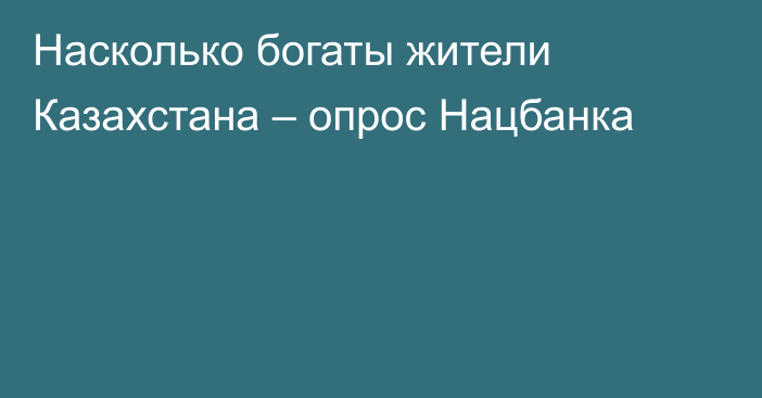 Насколько богаты жители Казахстана – опрос Нацбанка