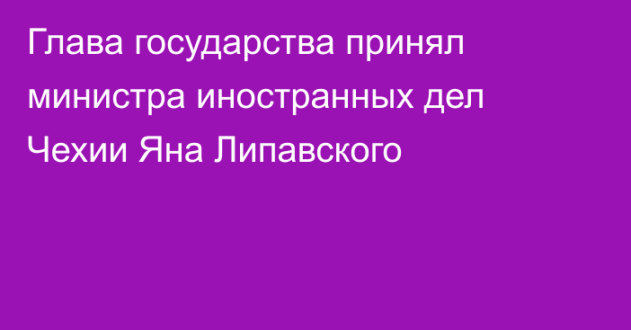 Глава государства принял министра иностранных дел Чехии Яна Липавского