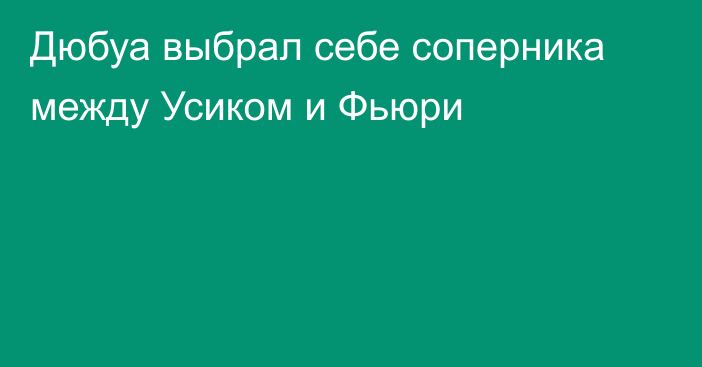 Дюбуа выбрал себе соперника между Усиком и Фьюри