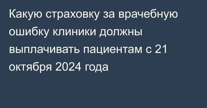 Какую страховку за врачебную ошибку клиники должны выплачивать пациентам с 21 октября 2024 года