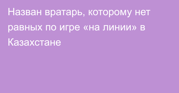 Назван вратарь, которому нет равных по игре «на линии» в Казахстане