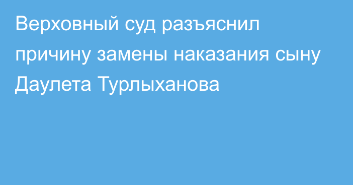 Верховный суд разъяснил причину замены наказания сыну Даулета Турлыханова