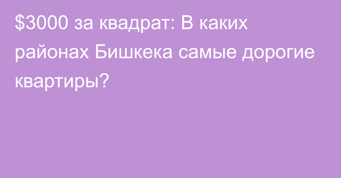 $3000 за квадрат:  В каких районах Бишкека самые дорогие квартиры?