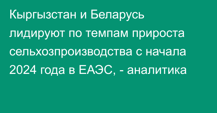 Кыргызстан и Беларусь лидируют по темпам прироста сельхозпроизводства с начала 2024 года в ЕАЭС, - аналитика