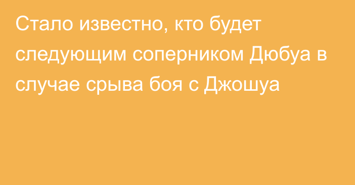 Стало известно, кто будет следующим соперником Дюбуа в случае срыва боя с Джошуа