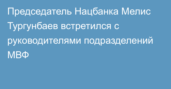 Председатель Нацбанка Мелис Тургунбаев встретился с руководителями подразделений МВФ