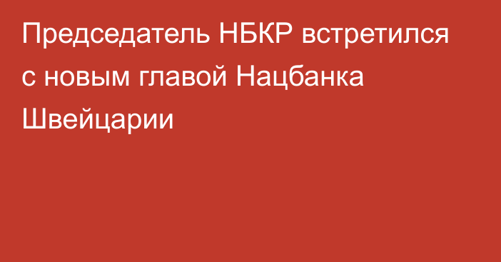 Председатель НБКР встретился с новым главой Нацбанка Швейцарии