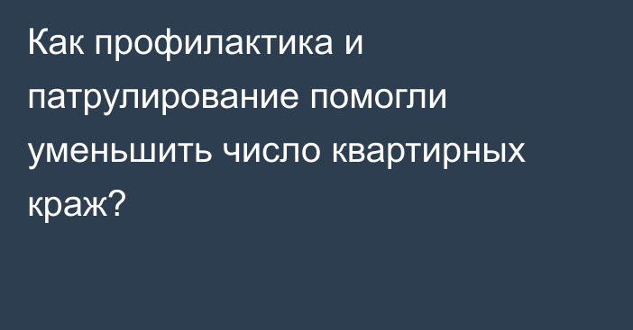 Как профилактика и патрулирование помогли уменьшить число квартирных краж?