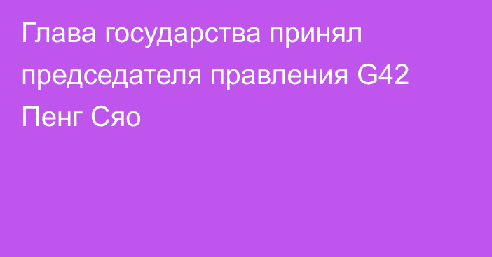 Глава государства принял председателя правления G42 Пенг Сяо