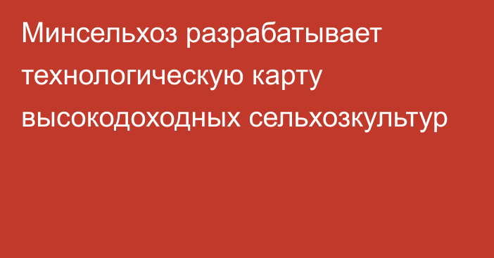 Минсельхоз разрабатывает технологическую карту высокодоходных сельхозкультур